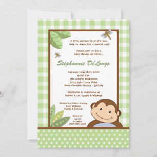 Invitación en Baby Shower de Papagayo Monkey Safar