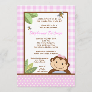 Invitación en Baby Shower de Papagayo Monkey Safar