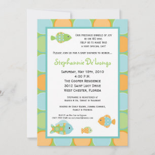Invitación en Baby Shower de pescado de 5 x 7 Sea