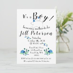 Invitación en Baby Shower de Puffin y Polar Bear B