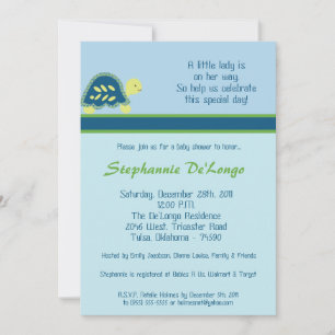 Invitación en Baby Shower de tortugas de mar azul 