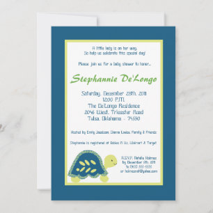 Invitación en Baby Shower de tortugas de mar azul 