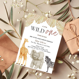 Invitación en Baby Shower de Wild One Safari Anima