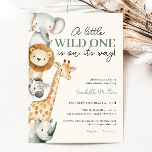 Invitación en Baby Shower de Wild One Safari Anima