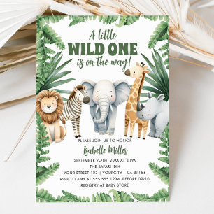 Invitación en Baby Shower de Wild One Safari Anima