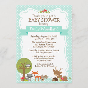 Invitación en Baby Shower de Woodland Forest