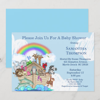 Invitación en Baby Shower del arca del niño de Blu