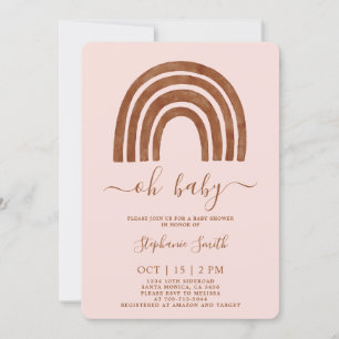 Invitación en Baby Shower del arco iris de Boho Te