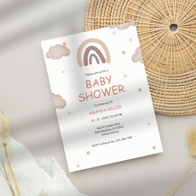 Invitación en Baby Shower del arco iris neutral de (Subido por el creador)