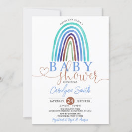 Invitación en Baby Shower del Blue Boho Rainbow