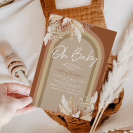 Invitación en Baby Shower del Boho Pampas Grass Ra