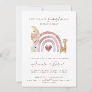 Invitación en Baby Shower del Boho Rainbow