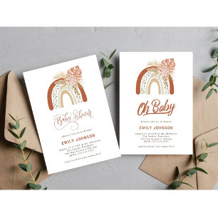 Invitación en Baby Shower del Boho Rainbow