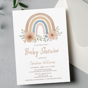 Invitación en Baby Shower del Boho Rainbow