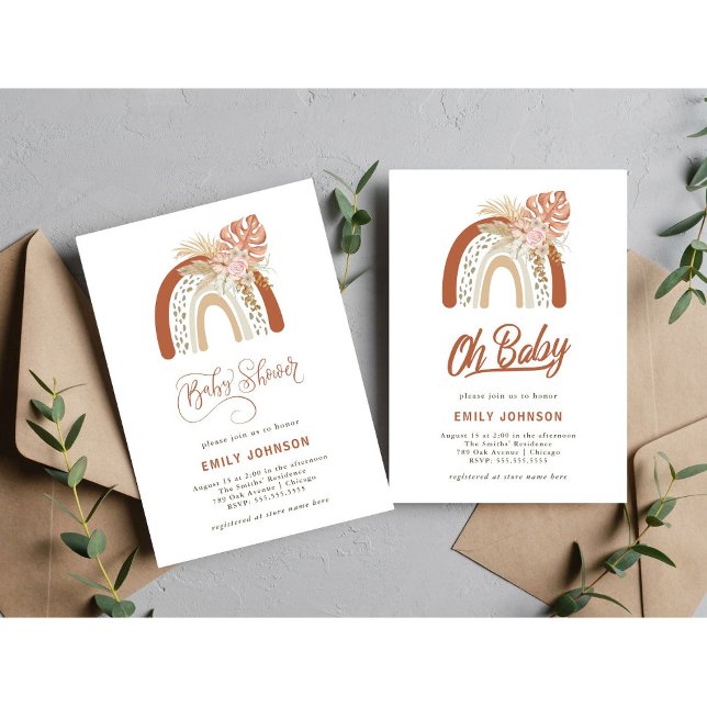 Invitación en Baby Shower del Boho Rainbow (Subido por el creador)