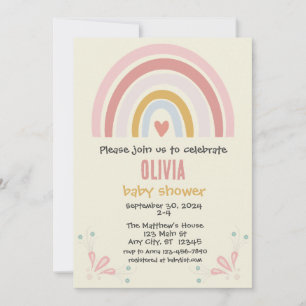 Invitación en Baby Shower del Boho Rainbow PERSO