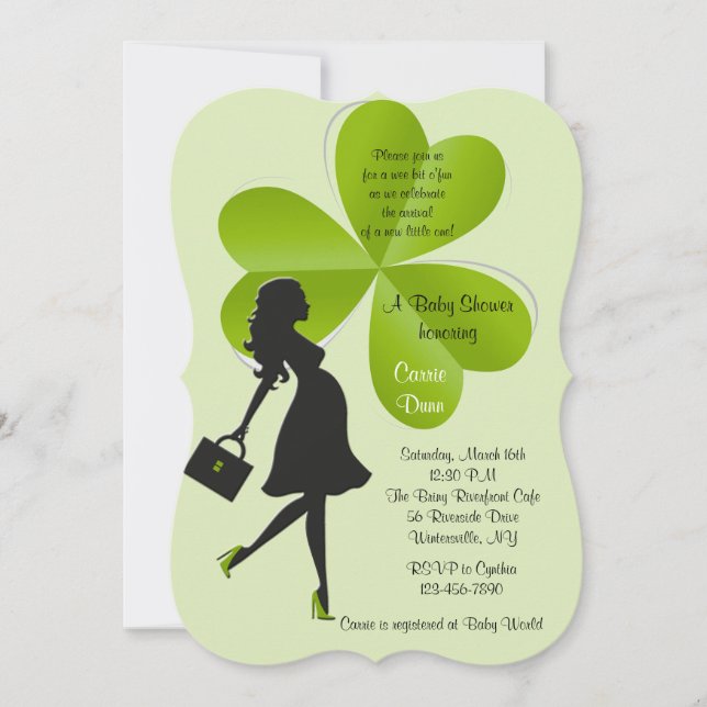 Invitación en Baby Shower del Día de San Patricio (Anverso)