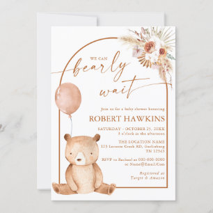 Invitación en Baby Shower para el oso boho neutro 