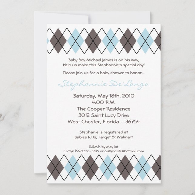 Invitación en Baby Shower para el Punk azul gris a (Anverso)