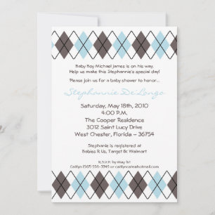 Invitación en Baby Shower para el Punk azul gris a
