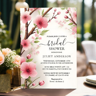 Invitación En Bamboo Pink Sakura Cherry Blossom Bridal Shower