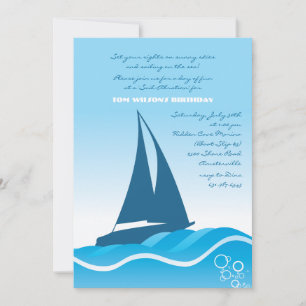Invitación en barco de vela azul