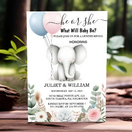 Invitación En Big Zoo Baby Revelación de Género sobre el Elef