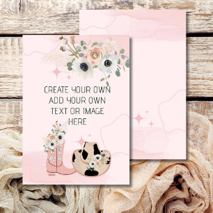 Invitación En blanco Agrega tu propio DIY Western Cowgirl Sad