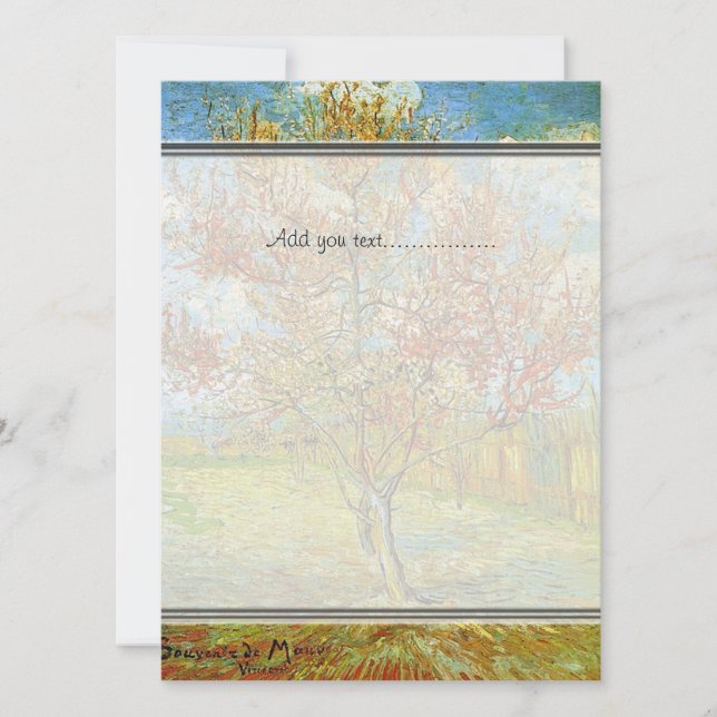 invitación en blanco, árbol rosa en flor (Anverso)