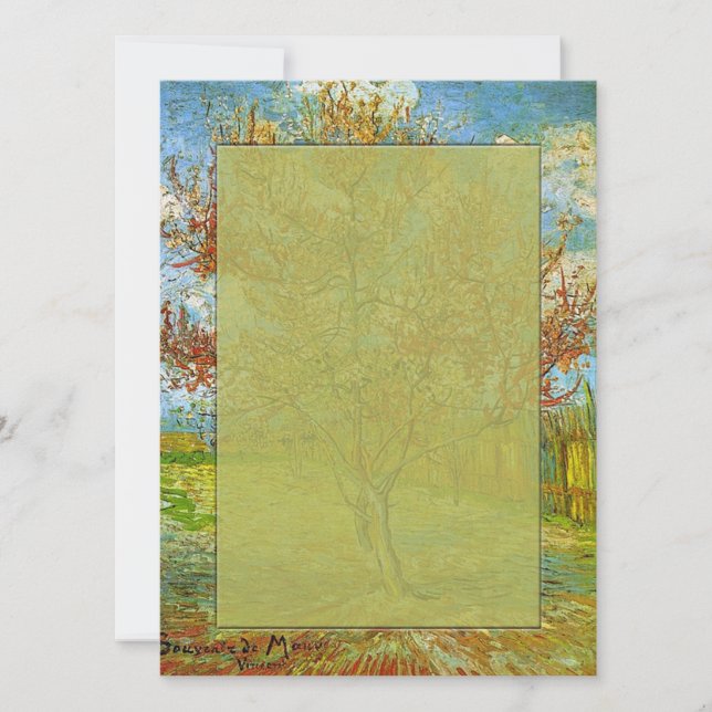 invitación en blanco, árbol rosa en flor (Anverso)