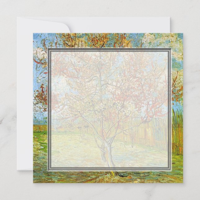 invitación en blanco, árbol rosa en flor (Anverso)