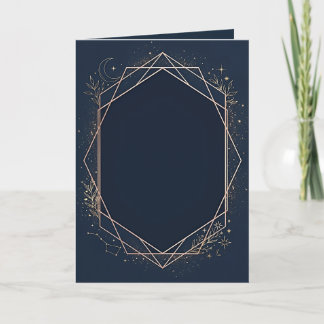 Invitación en Blanco Celeste Azul y Dorado