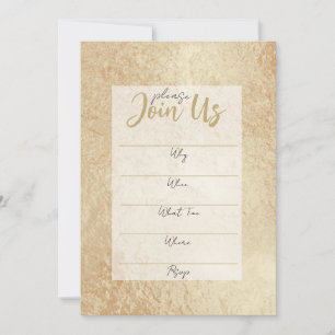 Invitación en blanco con papel de oro