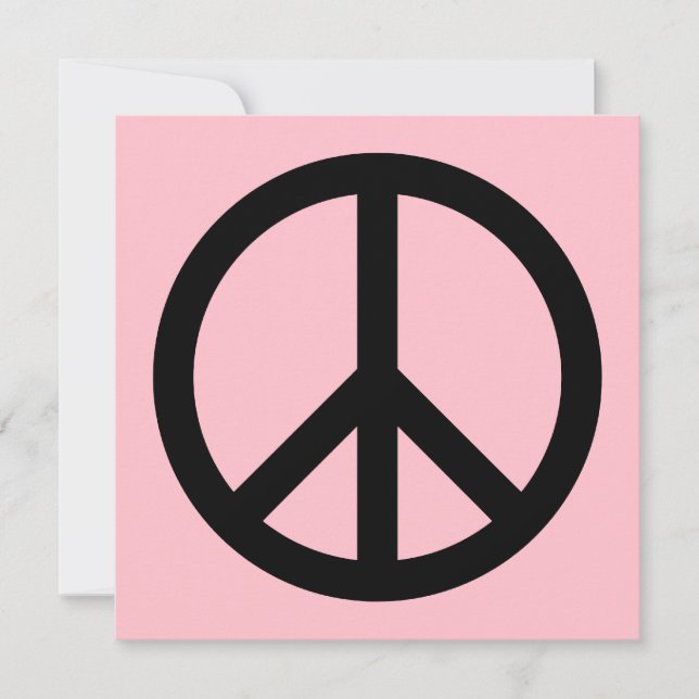 Invitación en blanco con símbolo de paz rosa y neg (Anverso)