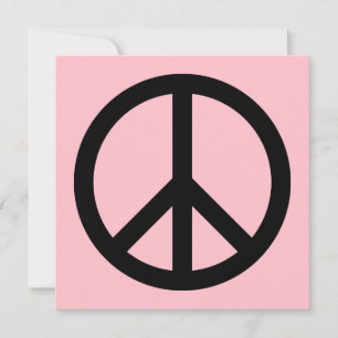 Invitación en blanco con símbolo de paz rosa y neg