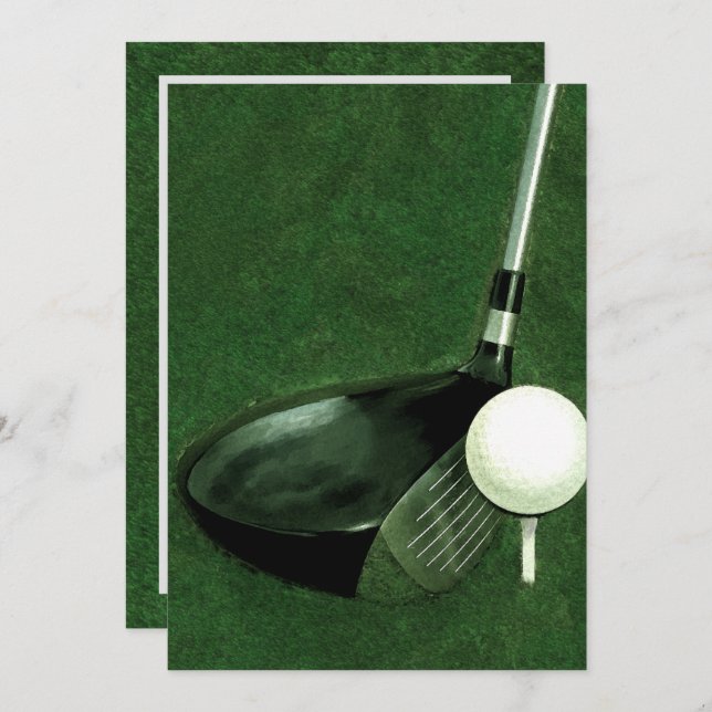 Invitación en blanco con tema de golf (Anverso / Reverso)