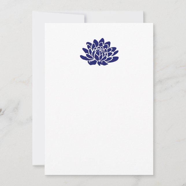 Invitación en blanco de flor de loto azul de zafir (Anverso)