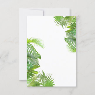 Invitación en blanco de hojas tropicales
