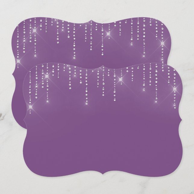 Invitación en blanco de patrón de Purpurina (Anverso / Reverso)