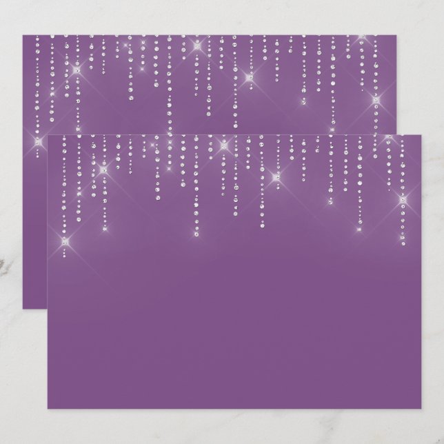 Invitación en blanco de patrón de purpurina (Anverso / Reverso)