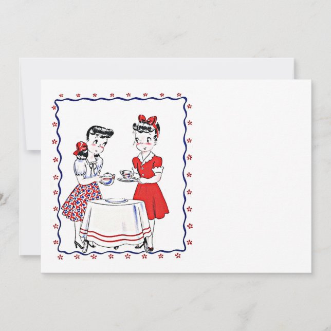 Invitación en blanco del Fiesta de té BFF de Vinta (Anverso)