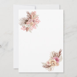 Invitación en blanco DIY Boho Dusty Rosa Floral