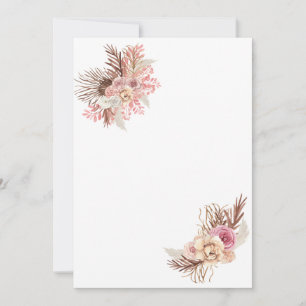 Invitación en blanco DIY Boho Dusty Rosa Floral