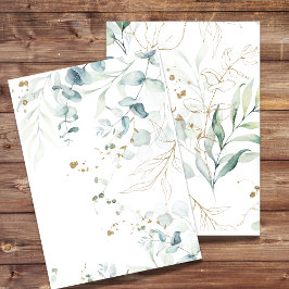 Invitación en blanco Eucalipto Verde, Remolino Dor