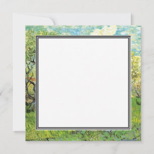 invitación en blanco. Huerto en flor de van Gogh
