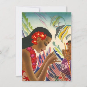 Invitación en blanco invita al Fiesta Tropical Lua