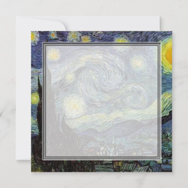invitación en blanco, noche estrellada de van Gogh (Anverso)
