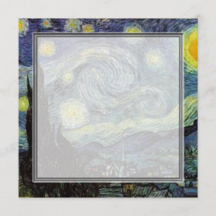 invitación en blanco, noche estrery de van Gogh