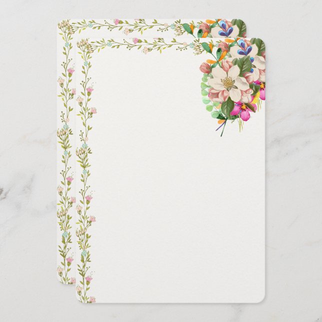 Invitación en Blanco para Ramo Floral (Anverso / Reverso)