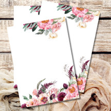 Invitación en Blanco Rosado Burdeos Peonía Rosa